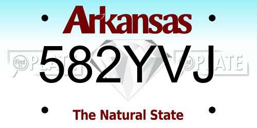 582YVJ Arkansas License Plate