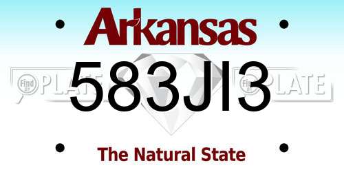 583JI3 Arkansas License Plate