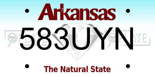 583UYN Arkansas License Plate