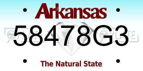 58478G3 Arkansas License Plate