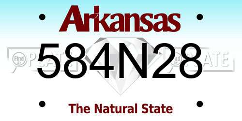 584N28 Arkansas License Plate