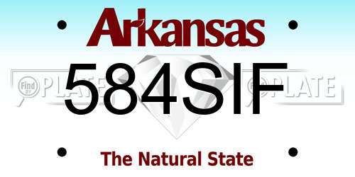 584SIF Arkansas License Plate