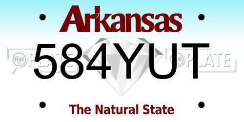 584YUT Arkansas License Plate