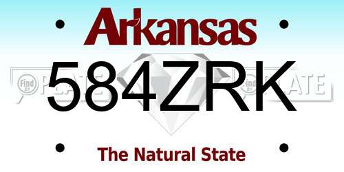 584ZRK Arkansas License Plate