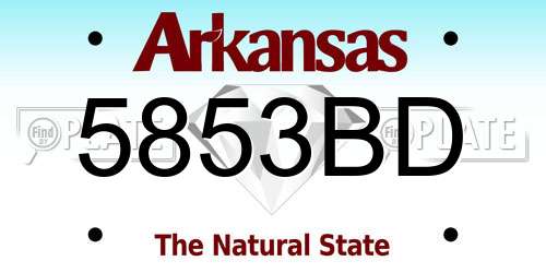 5853BD Arkansas License Plate
