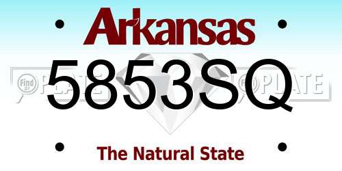 5853SQ Arkansas License Plate