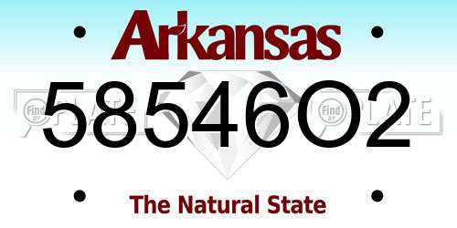 58546O2 Arkansas License Plate