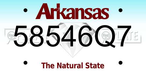 58546Q7 Arkansas License Plate