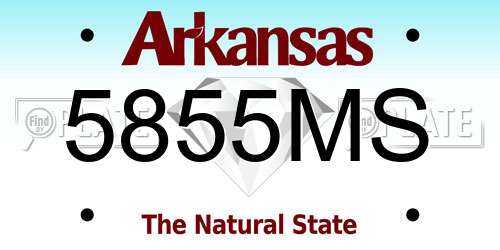 5855MS Arkansas License Plate