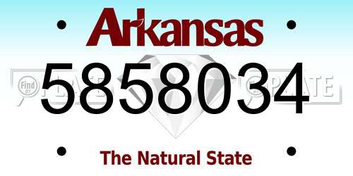 5858034 Arkansas License Plate