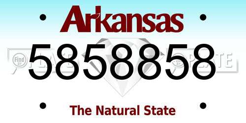 5858858 Arkansas License Plate