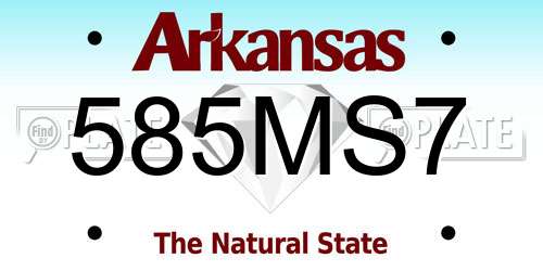 585MS7 Arkansas License Plate