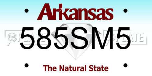 585SM5 Arkansas License Plate