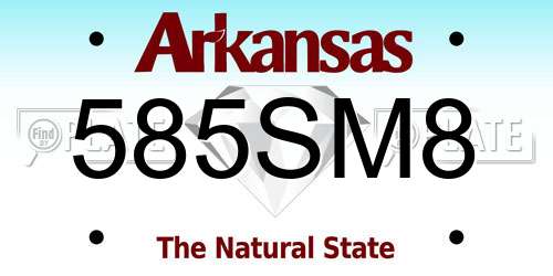 585SM8 Arkansas License Plate