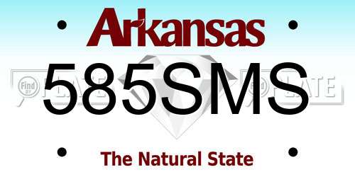 585SMS Arkansas License Plate