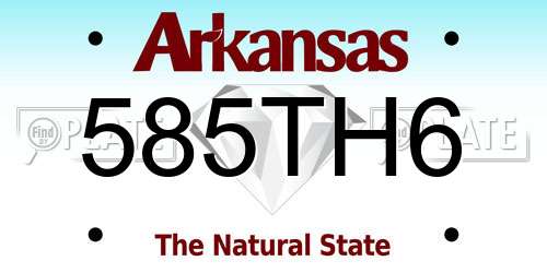 585TH6 Arkansas License Plate
