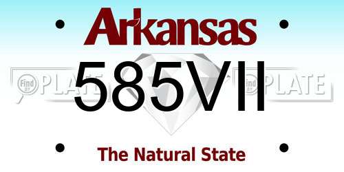 585VII Arkansas License Plate