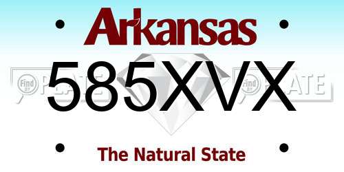 585XVX Arkansas License Plate