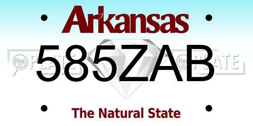 585ZAB Arkansas License Plate