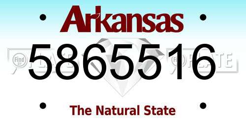 5865516 Arkansas License Plate