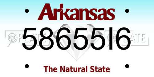 58655I6 Arkansas License Plate