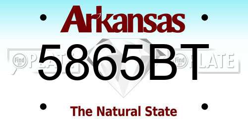 5865BT Arkansas License Plate