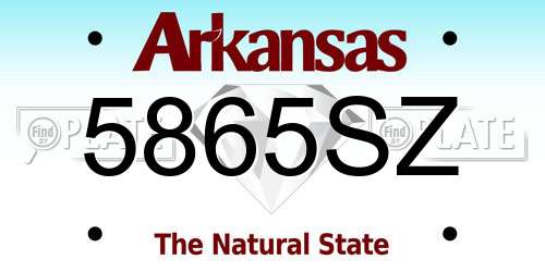 5865SZ Arkansas License Plate
