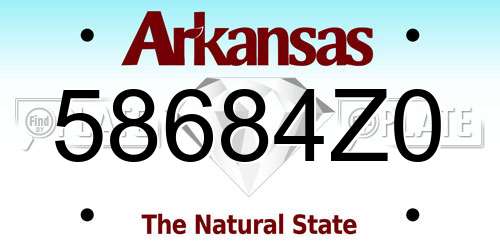 58684Z0 Arkansas License Plate