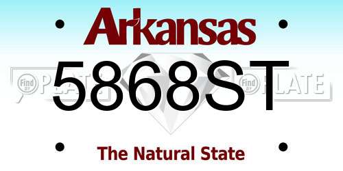 5868ST Arkansas License Plate
