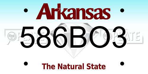 586BO3 Arkansas License Plate