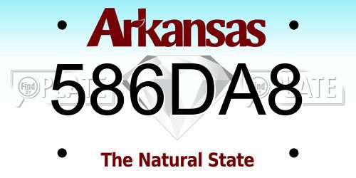 586DA8 Arkansas License Plate