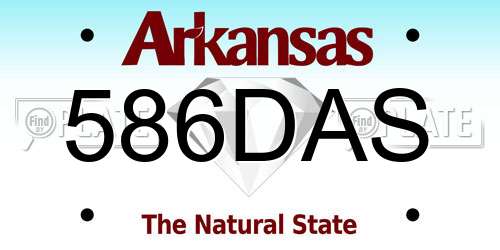 586DAS Arkansas License Plate