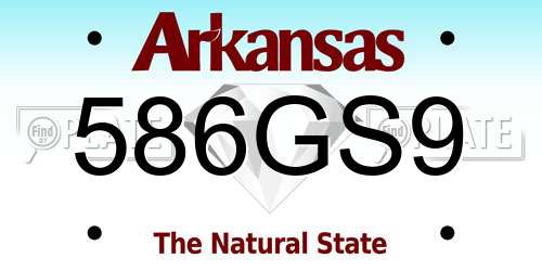 586GS9 Arkansas License Plate