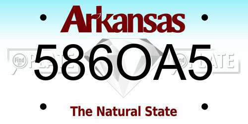 586OA5 Arkansas License Plate