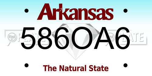 586OA6 Arkansas License Plate