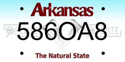586OA8 Arkansas License Plate