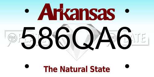 586QA6 Arkansas License Plate