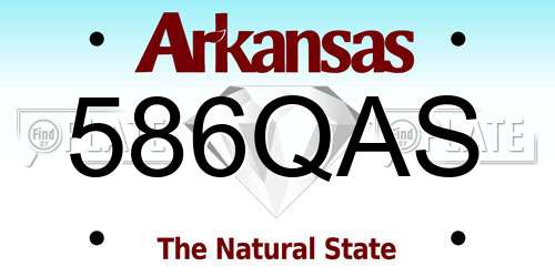 586QAS Arkansas License Plate