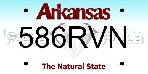 586RVN Arkansas License Plate