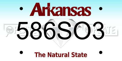 586SO3 Arkansas License Plate