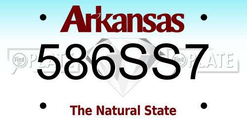 586SS7 Arkansas License Plate