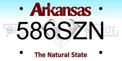 586SZN Arkansas License Plate