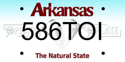 586TOI Arkansas License Plate