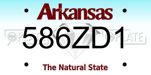 586ZD1 Arkansas License Plate