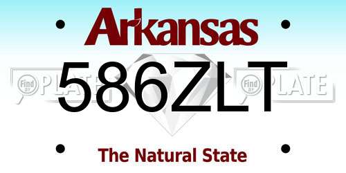 586ZLT Arkansas License Plate