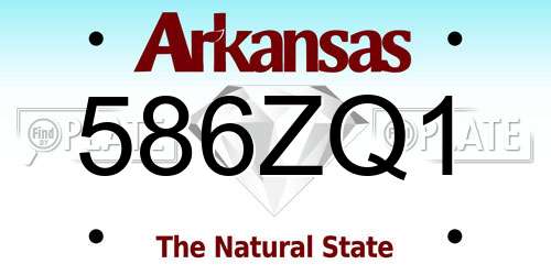 586ZQ1 Arkansas License Plate
