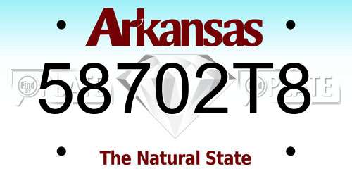 58702T8 Arkansas License Plate