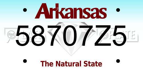 58707Z5 Arkansas License Plate