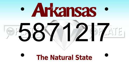 58712I7 Arkansas License Plate