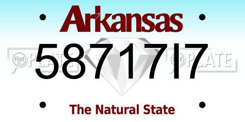 58717I7 Arkansas License Plate